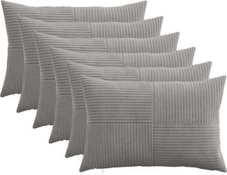 vidaXL Funda De Almohada 6 Pcs Almelo Gris Claro 30 X 50 Cm Pana Vidaxl