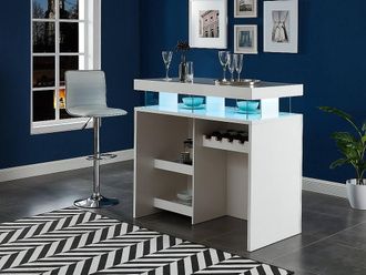 Vente-Unique Bar Unit With LEDS In White Lacquered MDF - FABIO II