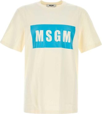 Msgm Cream Cotton T Shirt