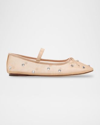 Loeffler Randall Leonie Crystal Mesh Ballerina Flats