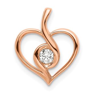 Diamond2Deal 14K Rose Gold Lab Grown Diamond Bezel Open Heart Pendant (0.1ct, VS, G-H)