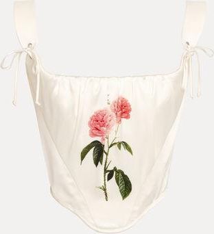 Vivienne Westwood Kitten Corset Satin W/rose Ivory-w-rose-print 10 Women