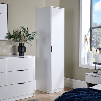 Home Source Industries Home Source - Wardrobe 1 Door Space Saving White Bedroom Home Furniture Clothing Storage Unit
