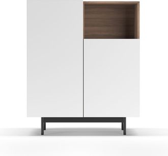 HERDASA Mueble Aparador En Melamina, Colecci&oacute;n Printed (602-1), Con 2 Puertas, En Nogal Y Blanco