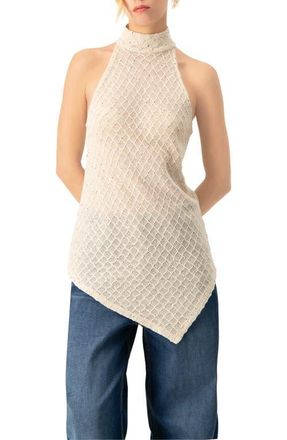 Ivonne Knit Halter Neck Sleeveless Top in Natural at Nordstrom, Size 14