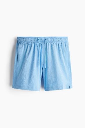 H&M Seersucker Swim Shorts in Light Blue/striped at Nordstrom, Size X-Large