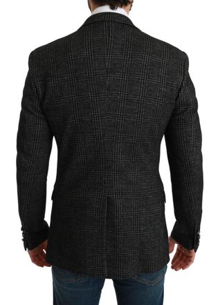 Dolce & Gabbana Mens Gray Plaid Check Slim Fit Jacket Blazer Clothing