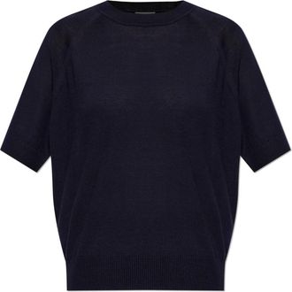 Moncler Wollen Top met Ronde Hals - Dames - Ronde hals truien - Blauw - XL - Wol - Truien & Vesten