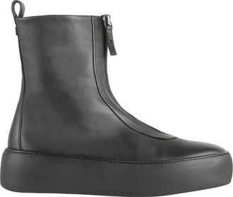 H&ouml;gl Black Dylan Smooth Leather Front Zipper Wedge Ankle Boots