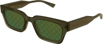 Gucci Sunglasses, unisex, Green, Size: 53 MM Rectangular Frame Sunglasses