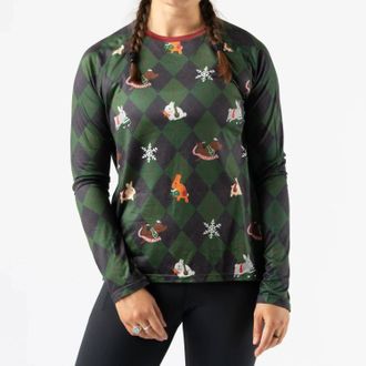 Rabbit Womens Holiday Long Sleeve Ez Tee In Douglas Fir