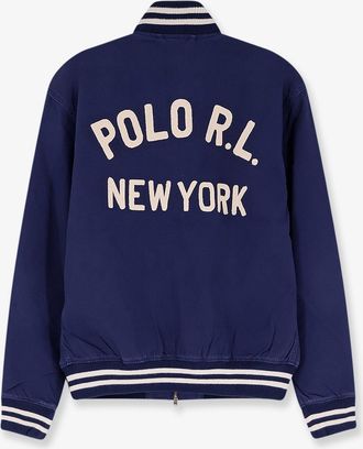 Polo Ralph Lauren Mens Cotton Bomber With Logo Patch Blue Jacket