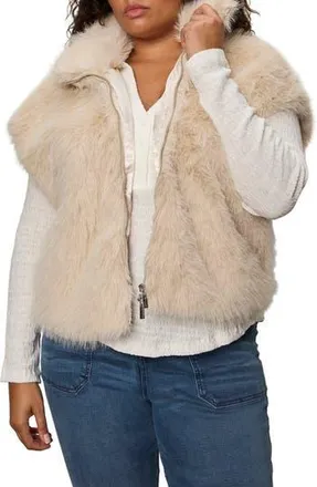 Sanctuary Silky Faux Fur Vest in Almond White at Nordstrom Rack, Size 1 X