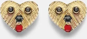 Yvonne L&eacute;on Nano Puces 9kt gold earrings with black diamonds and enamel