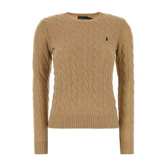 Polo Ralph Lauren Round-neck Knitwear, female, Brown, Size: L Long Sleeve Pullover