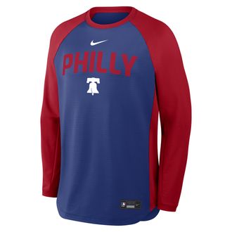 Nike Philadelphia Phillies Authentic Collection Nike Mens Dri-FIT Pullover Crew in Blue | 04H2199NPP-7PG