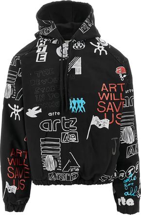 Arte Felpa con stampa e cappuccio - Nero