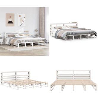 vidaXL Giroletto con Testiera Bianco 200x200 cm Legno Massello di Pino - Testiera per letto - Letto matrimoniale
