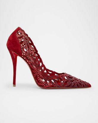 Christian Louboutin 100mm Lasera Strass Suede Pumps