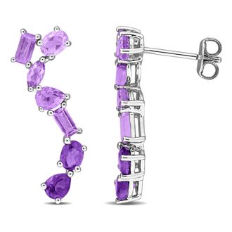 Mimi & Max 2ct TGW Amethyst Drop Wave Earrings Sterling Silver