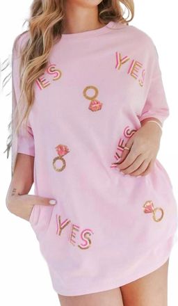 Peach Love California Put A Ring On It Mini Shirt Dress In Blush