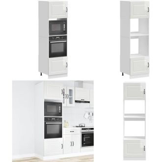 vidaXL Armadi Forno 2 pz Kalmar Bianchi Lucido in Legno Multistrato - Armadi da cucina - Armadi in legno