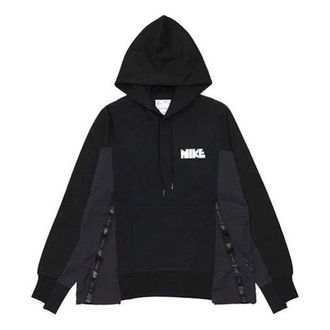Nike x sacai Logo Printing Splicing Contrasting Hoodie Asia Sizing Black CZ4695-010