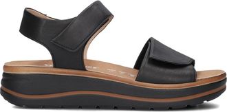 Hartjes Zwarte Leren Dames Platte Sandalen - Dames - Sandalen - Zwart - 41 EU - Leer - Schoenen