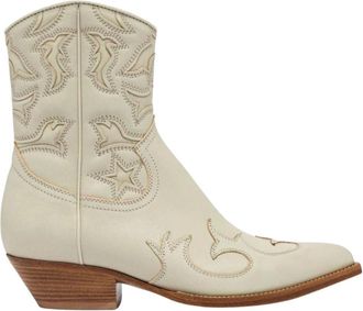 Buttero Cowboy & Biker Boots, female, White, 4 1/2 UK, Star Design Ankle Boots