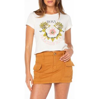 Roxy In Bloom Crop Cotton Graphic T-Shirt in Cloud Dancer at Nordstrom, Size Xx-Large