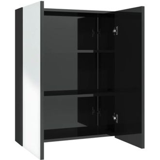 vidaXL Armario De Espejo De Ba&ntilde;o Mdf Negro Brillante 60x15x75 Cm Vidaxl