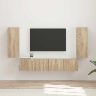vidaXL Conjunto De Mueble Para Tv De Pared 4 Uds. Roble Sonoma Vidaxl