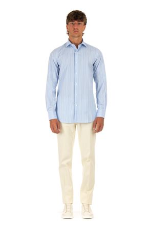 Finamore Striped Poplin Tailored Shirt Milano Line