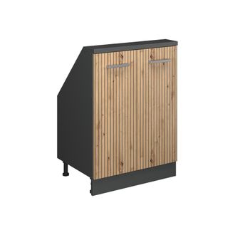 Vicco Armario De Cocina Para Techo Inclinado R-line, Roble Artesanal/antracita, 60 Cm Con 2 Puertas, Vicco