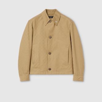 Gucci GG Cotton Gabardine Jacket, Size 42, Beige, Ready-to-wear