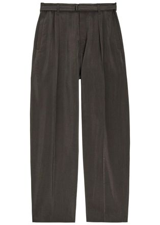 Christophe Lemaire Belted Silk-blend Trousers - Brown Dark - 52 (W36 / XL)