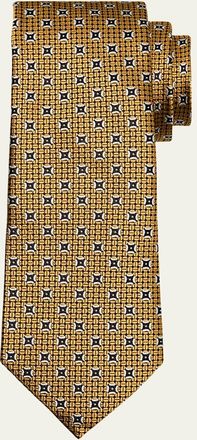 Ermenegildo Zegna Mens Woven Medallion Silk Tie