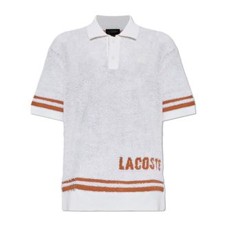 Lacoste Polo Shirts, male, White, Size: ONE SIZE Runway Boucl&eacute; Knit Polo Collar Sweater