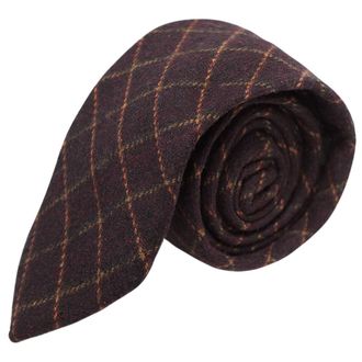 King & Priory Luxury Merlot Red Tattersall Check Tweed Tie