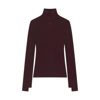 Courr&egrave;ges Felpa collo alto interlock con logo AC sul fronte - Knitwear - Mujer - Rojo - S