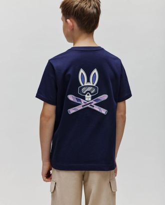 Psycho Bunny Kids Indigo Back Graphic Tee 402 EVENING BLUE / M/10-12
