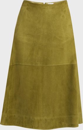 Bottega Veneta Paneled Suede Knee-Length Skirt
