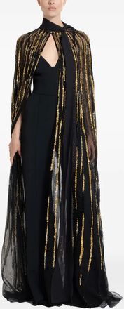 Elie Saab Mantella con decorazione di perline - Nero
