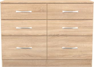 Welcome Furniture Alton Ready Assembled 6 Drawer Wide Chest in Bardolino Oak - Welcome Furniture | TJ Hughes