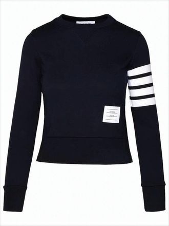 Thom Browne Fitted Long-Sleeve Cotton Top With Ribbed Cuffs