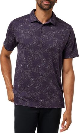 Travis Mathew Just my Type Floral Cotton Blend Piqu&eacute; Polo in Purple Velvet at Nordstrom, Size Xx-Large