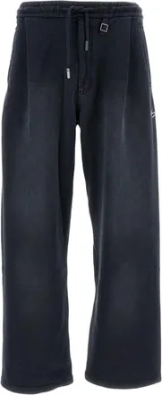 Wooyoungmi Wide-Leg Cotton Drawstring Trousers with Vintage Wash