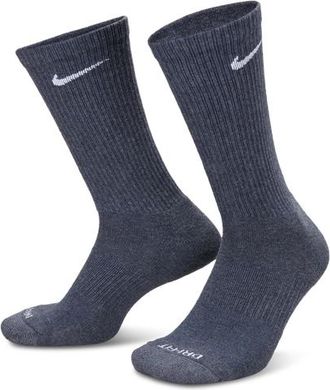 Nike Mens 3 Pack Dri-FIT Plus Crew Socks - Blue Grey Heather/Oatmeal Heather