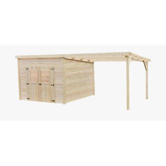 Foresta Caseta De Jard&iacute;n De Madera De 280x280 Cm Con Le&ntilde;era - Espesor De Pared De 28 Mm - Techo De Policarbonato - Cristal Acr&iacute;lico - La3030b Foresta