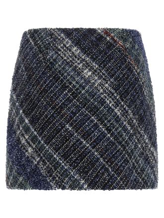 Missoni Diagonal-Check Wool Blend Skirt - Navy